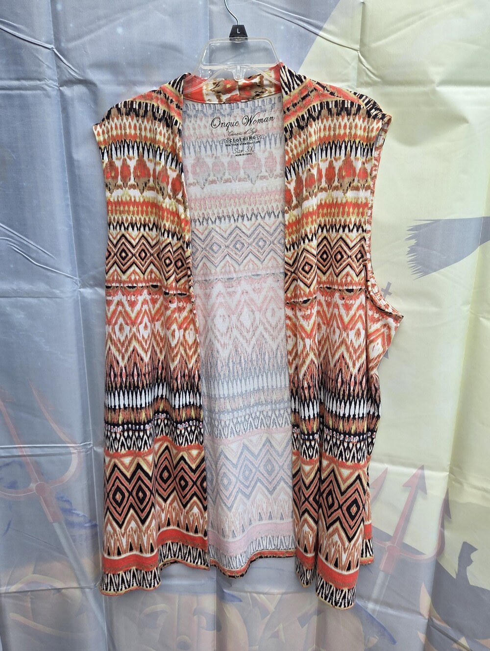 Onque Woman Multicolor Geometric Sleeveless Cardigan